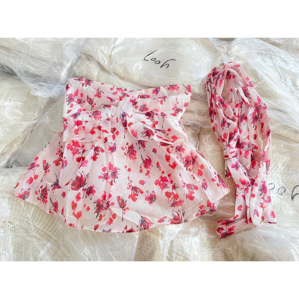 Áo hoa cúp ngực đan dây