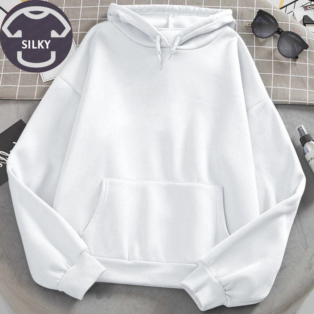 Áo Khoác Unisex Form rộng Nam Nữ Silky Kiểu Trơn Basic Có Mũ Chùm Thời Trang SLK111