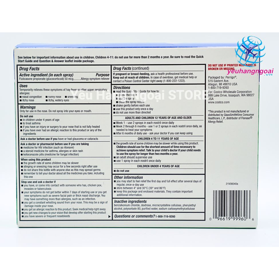 Xịt mũi chống dị ứng Kirkland Aller-Flo 18.2ML của Mỹ.