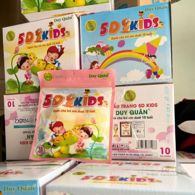Thùng 100 Chiếc Khẩu Trang 5D Mask 100 Cái Hoạ Tiết đủ Hình, 4 Lớp Kháng Khuẩn Dành Cho Bé Trai và Gái