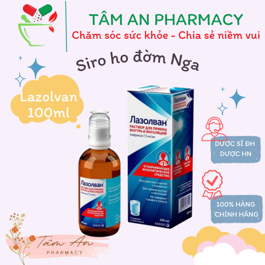 Siro Ho Tiêu Đờm, Long Đờm Lazolvan Nga 100ml