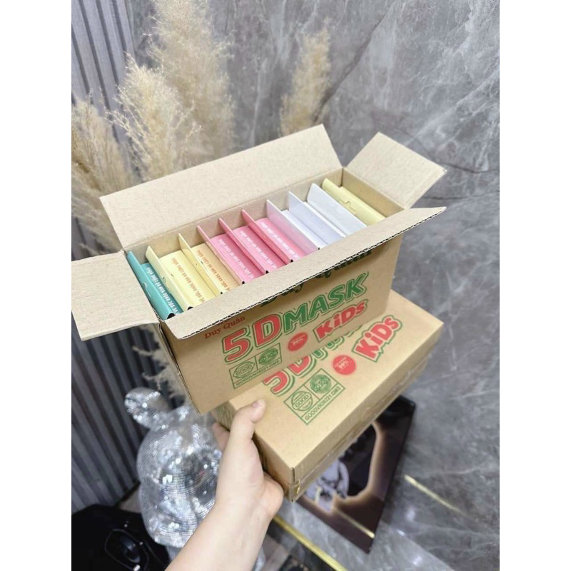 Thùng 100 Chiếc Khẩu Trang 5D Mask 100 Cái Hoạ Tiết đủ Hình, 4 Lớp Kháng Khuẩn Dành Cho Bé Trai và Gái
