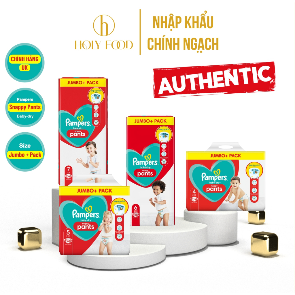 Bỉm Pampers Jumbo Nội Địa UK Baby Dry Tã Quần Đủ Size Cho Bé
