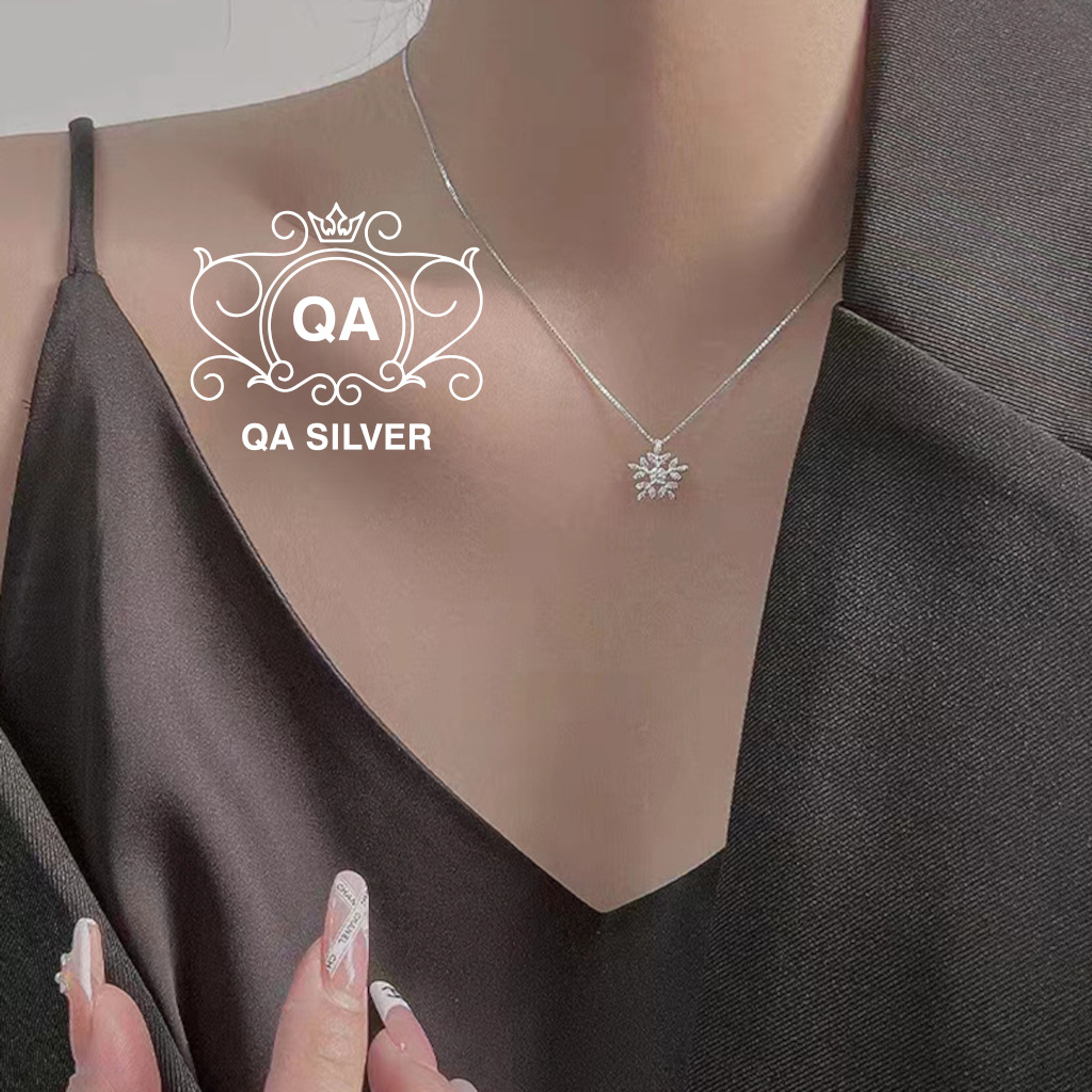 Mặt dây chuyền bạc nữ vòng cổ hoa tuyết đính đá S925 SNOWFLAKE QA SILVER Necklace NE230401