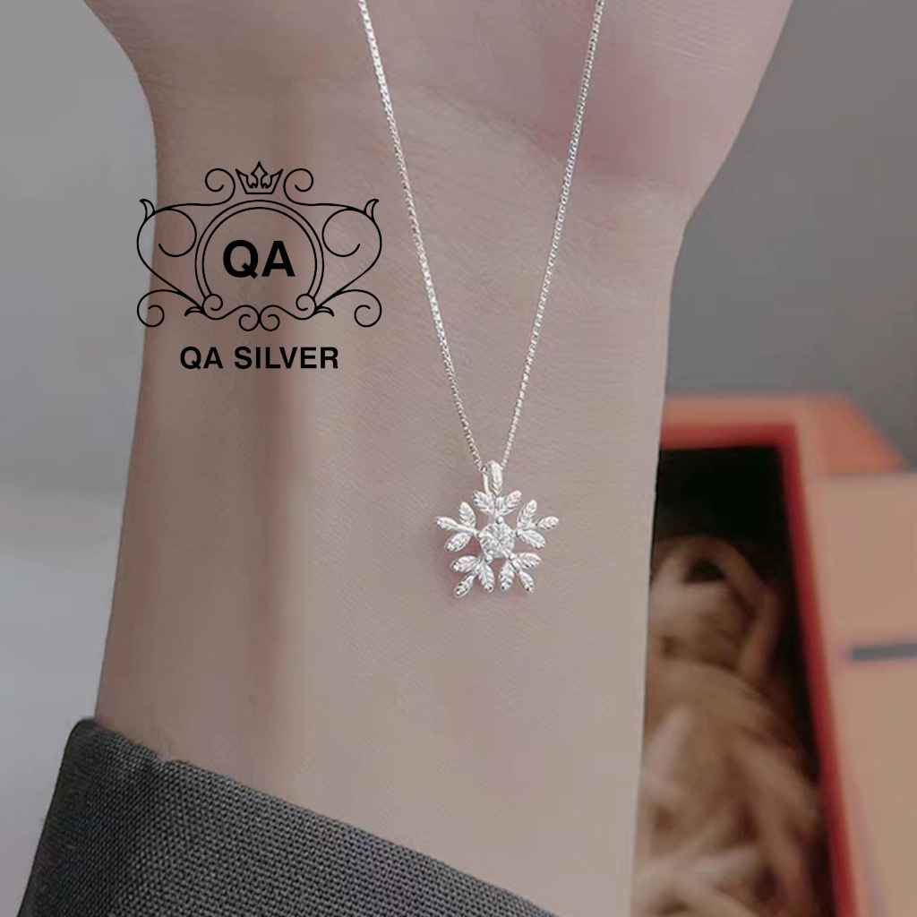 Mặt dây chuyền bạc nữ vòng cổ hoa tuyết đính đá S925 SNOWFLAKE QA SILVER Necklace NE230401
