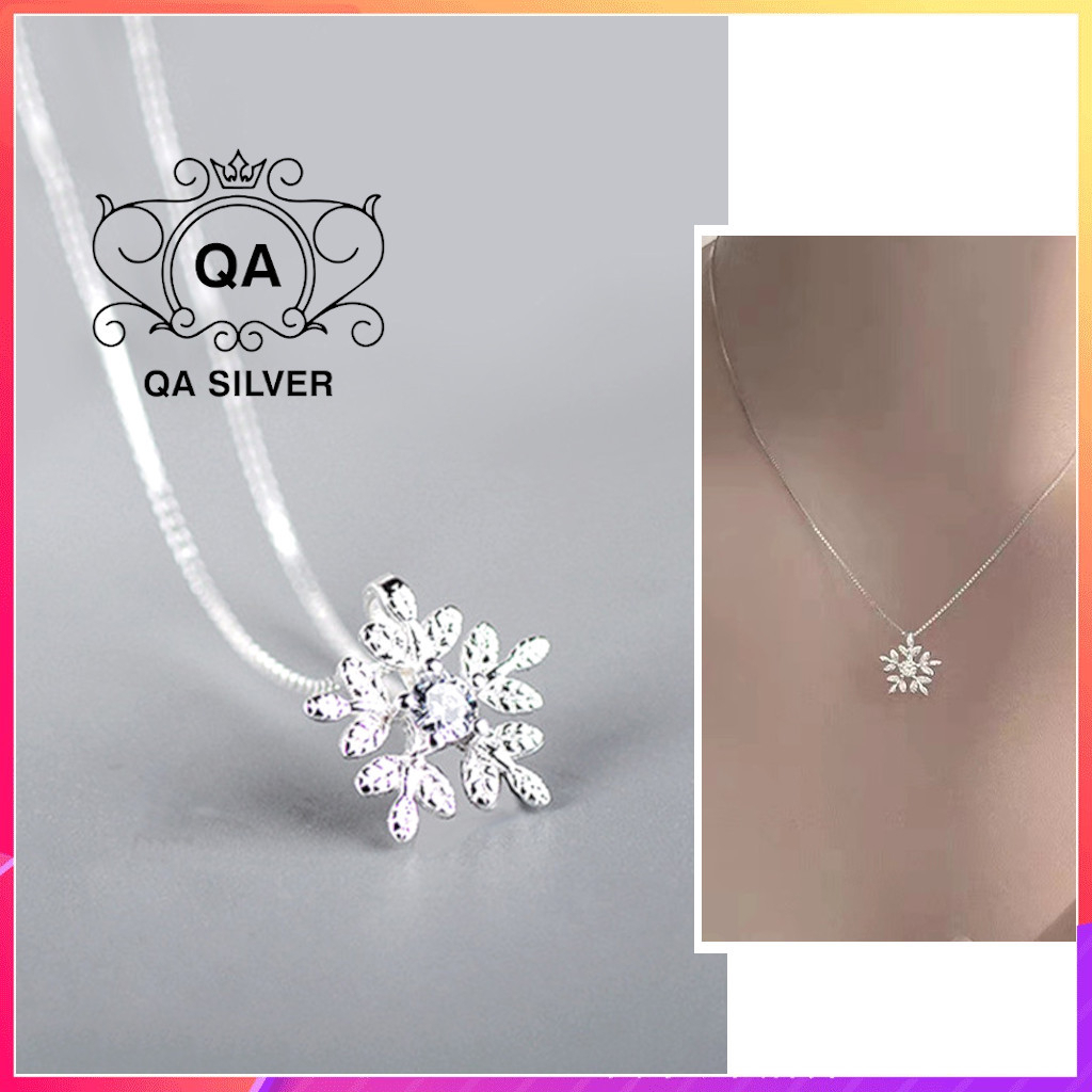 Mặt dây chuyền bạc nữ vòng cổ hoa tuyết đính đá S925 SNOWFLAKE QA SILVER Necklace NE230401