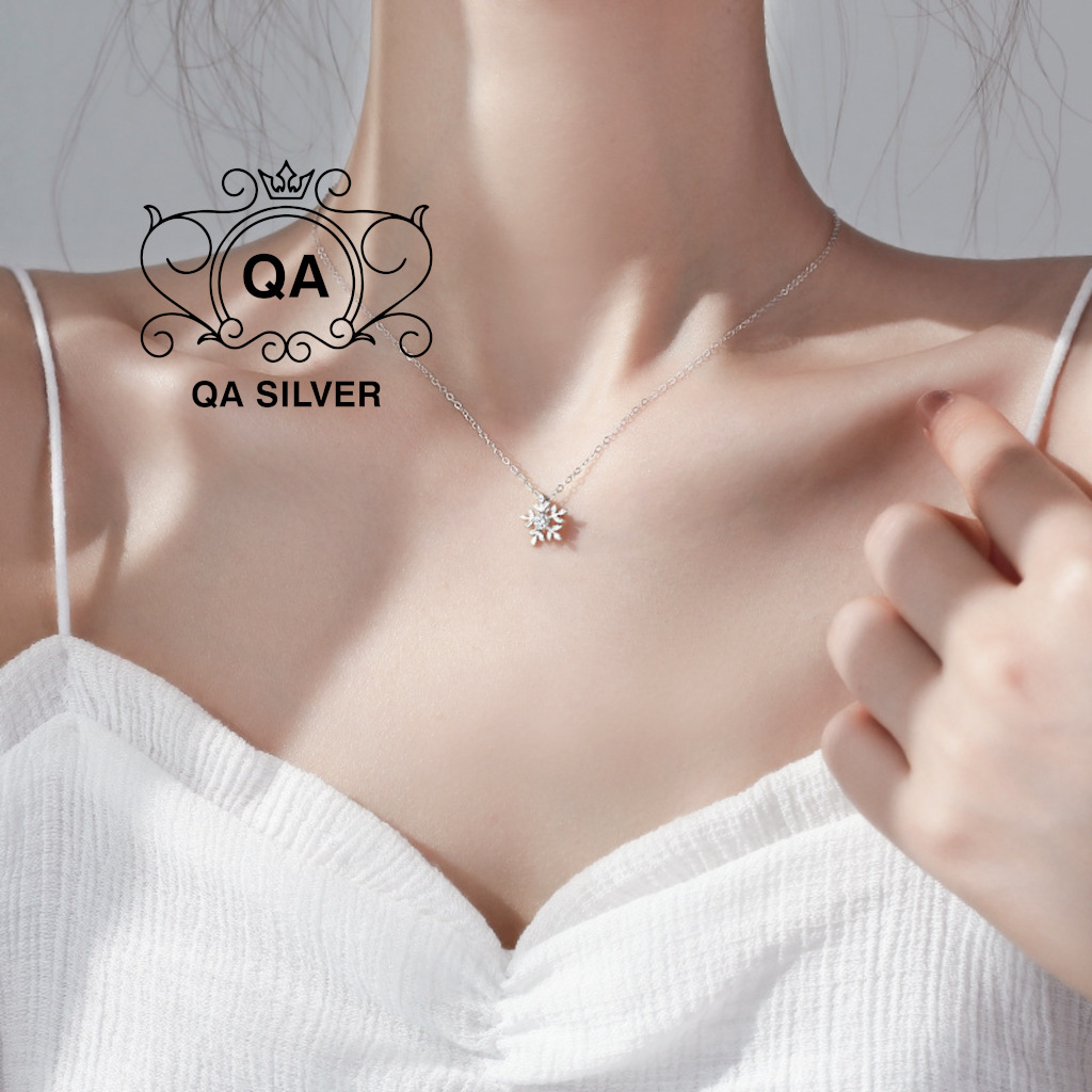 Mặt dây chuyền bạc nữ vòng cổ hoa tuyết đính đá S925 SNOWFLAKE QA SILVER Necklace NE230401