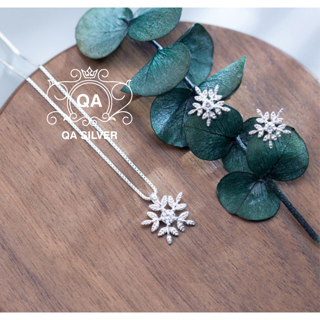 Mặt dây chuyền bạc nữ vòng cổ hoa tuyết đính đá S925 SNOWFLAKE QA SILVER Necklace NE230401