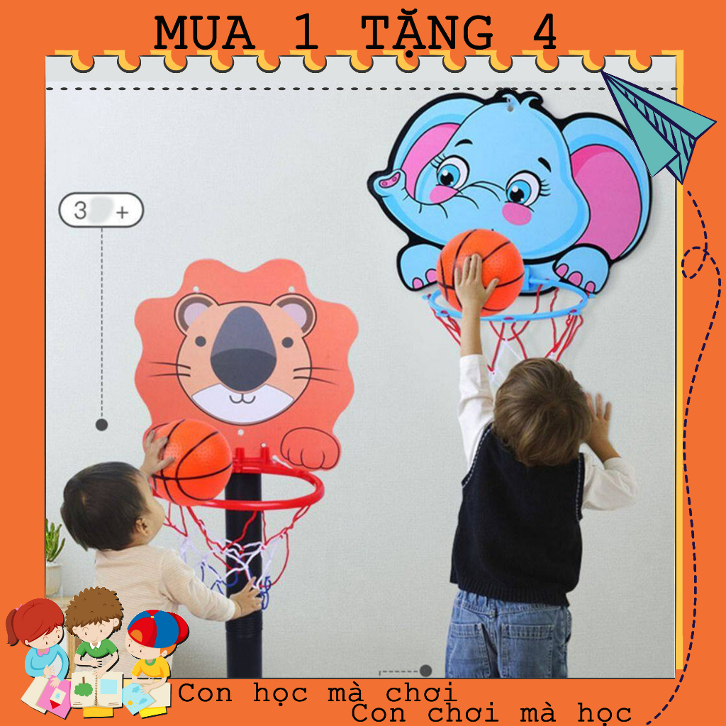 Bóng rổ treo tường cho bé bộ đầy đủ gồm khung rổ và lưới + bóng+ ống bơm bóng- Nhiều hình chọn lựa