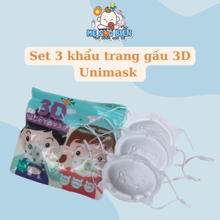 Set 3 cái khẩu trang gấu cho bé 0-3 tuổi uni mask