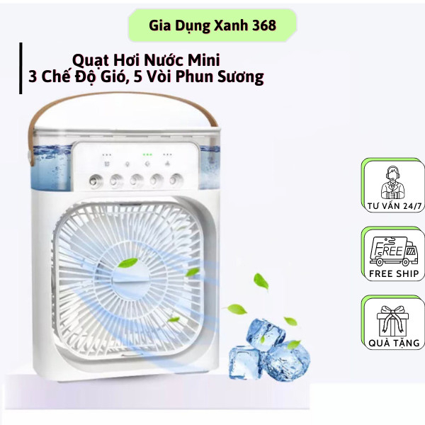 Quạt Điều Hòa Hơi Nước Mini, Quạt Phun Sương Tạo Ẩm Làm Mát Để Bàn 4 Cấp Độ Hẹn Giờ Thông Minh Tích Hợp Đèn Led
