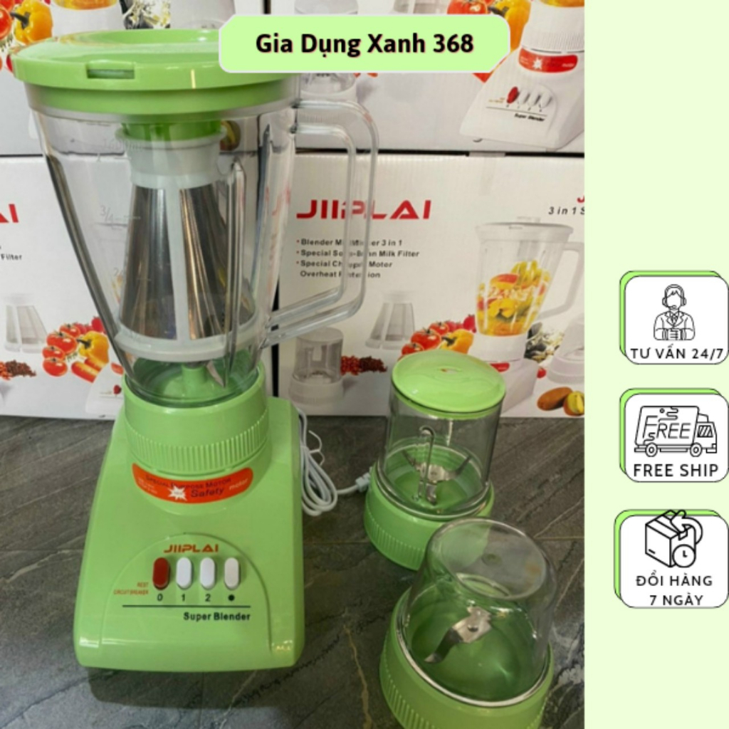 Máy Xay Sinh Tố Jiplai JL 308 Thái Lan Cối Nhựa Cao Cấp, Nghiền Trộn Đa Năng, Bảo Hành 12 Tháng