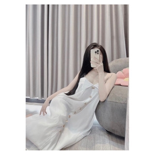 Váy 2 dây đi biển dáng dài cao cấp- Kem.Studio