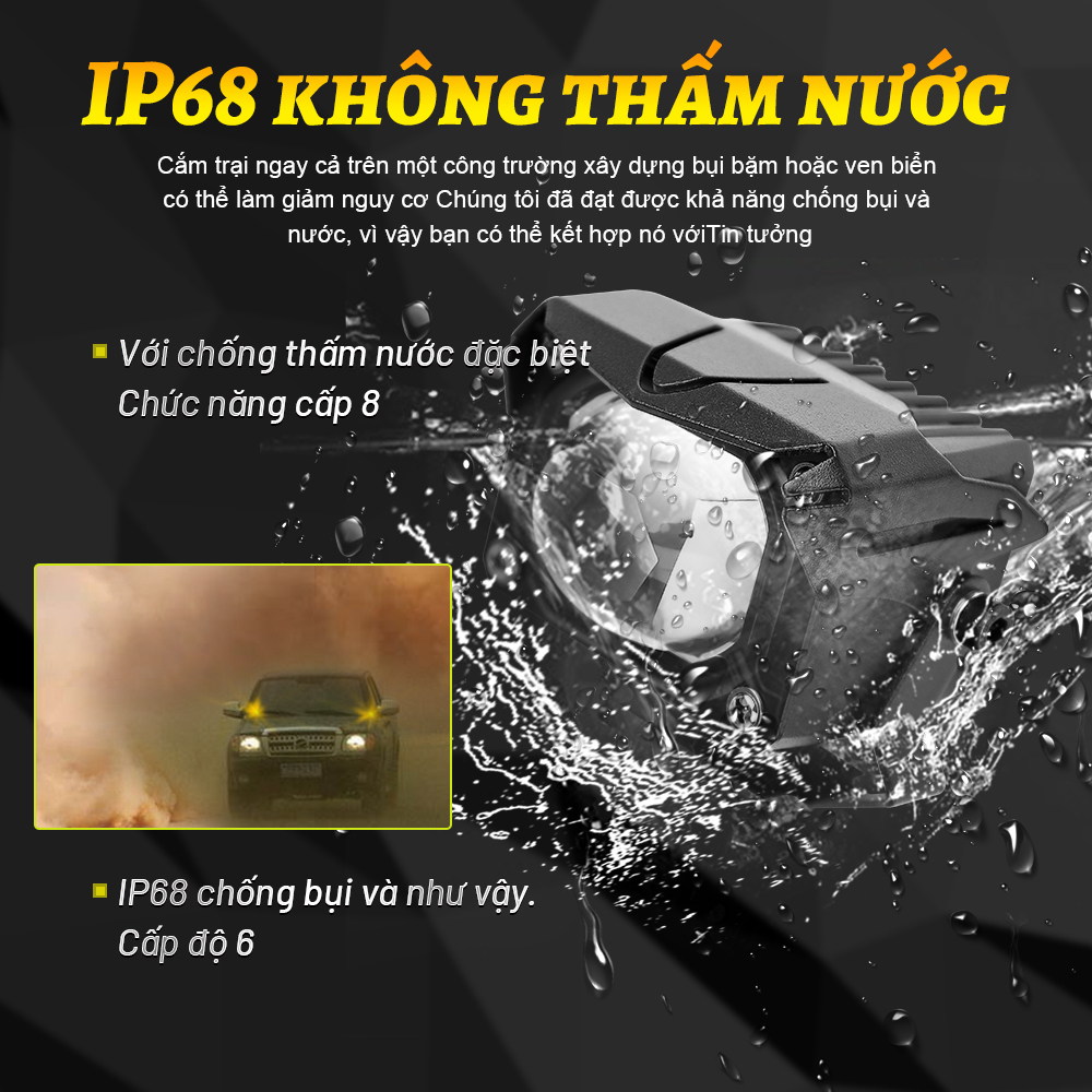 Đèn sương mù LED 12D 3" 100W 6000K 3000K 12000LM chuyên dụng cho xe máy/xe địa hình/xe tải/ô tô 12V 24V