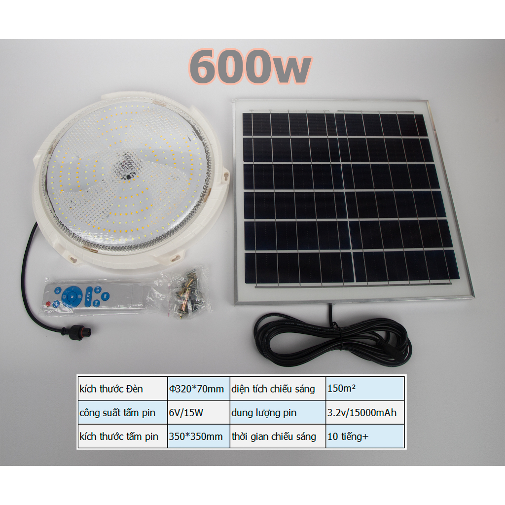 Đèn trần năng lượng mặt trời 3 Màu Đèn năng lượng mặt trời trong nhà 300W 600W 800W 1200W