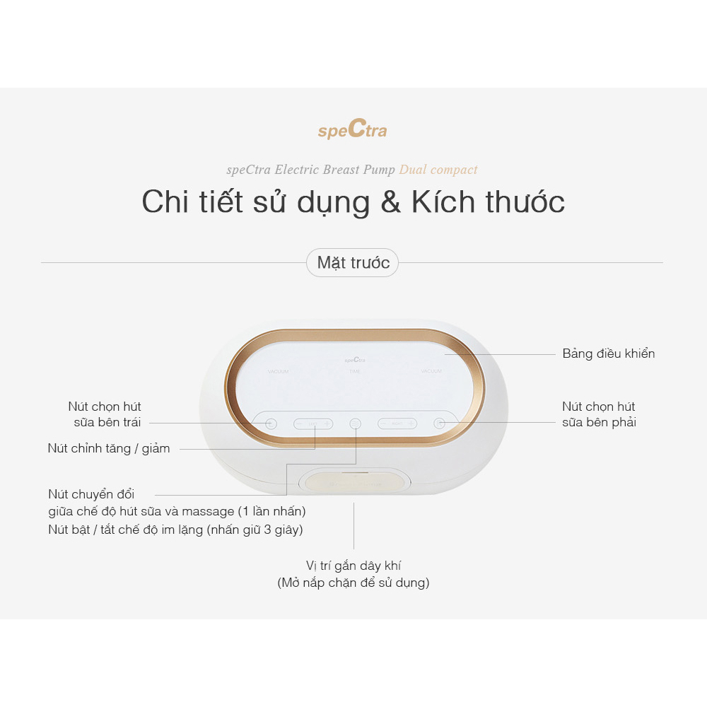 Máy Hút Sữa Điện Đôi  Spectra DualCpmpact Có Pin Tích Điện, Nhập Khẩu Trực Tiếp Hàn Quốc Lamkids