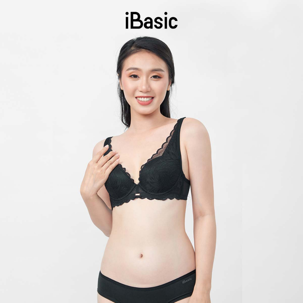 Áo ngực có gọng mút dày cup demi full ren iBasic BRAW072