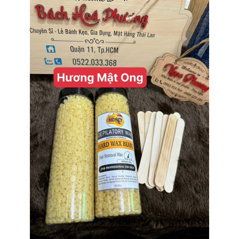 Hũ 400gr Sáp wax lông nóng cao cấp handmade, triệt lông ria mép , TẶNG 10 QUE GỖ
