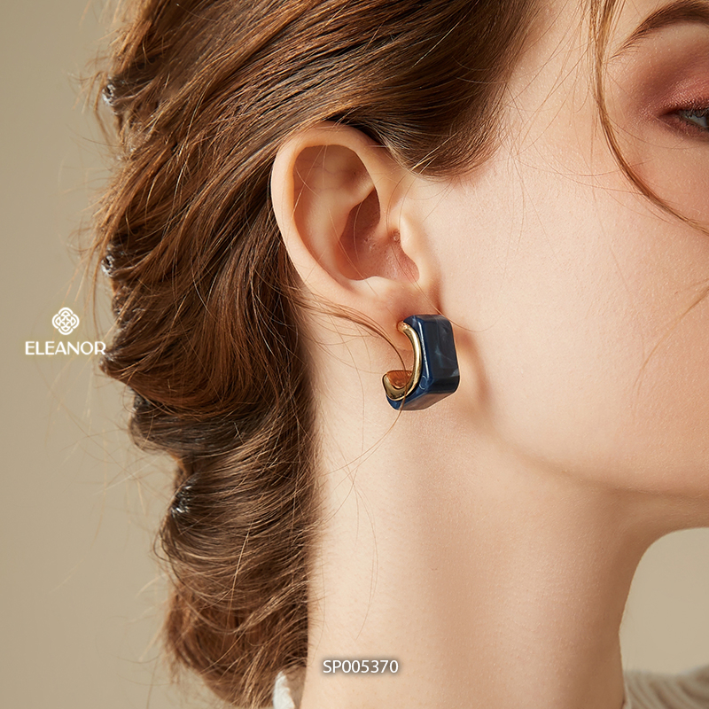 Bông tai nữ chuôi bạc 925 Eleanor Accessories dáng chữ C khuyên tai basic phụ kiện trang sức 5370