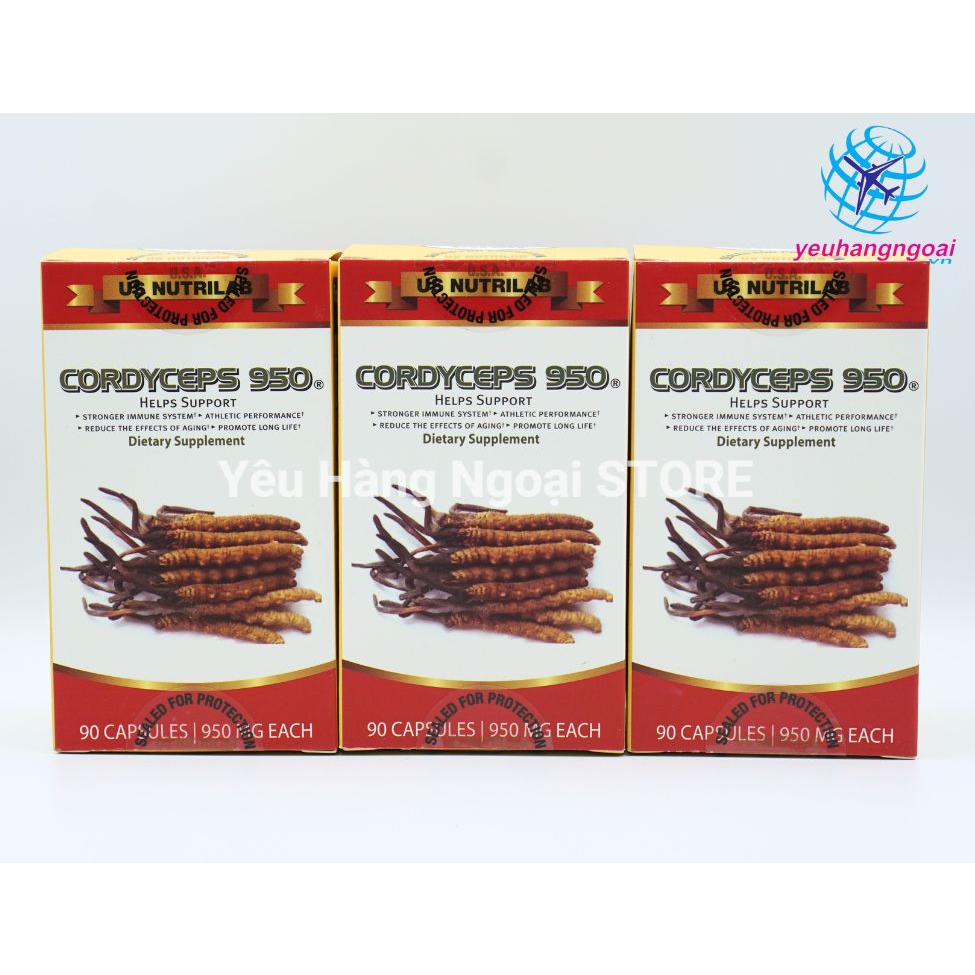 Đông trùng hạ thảo Cordyceps 950mg của Mỹ hộp 90 viên.