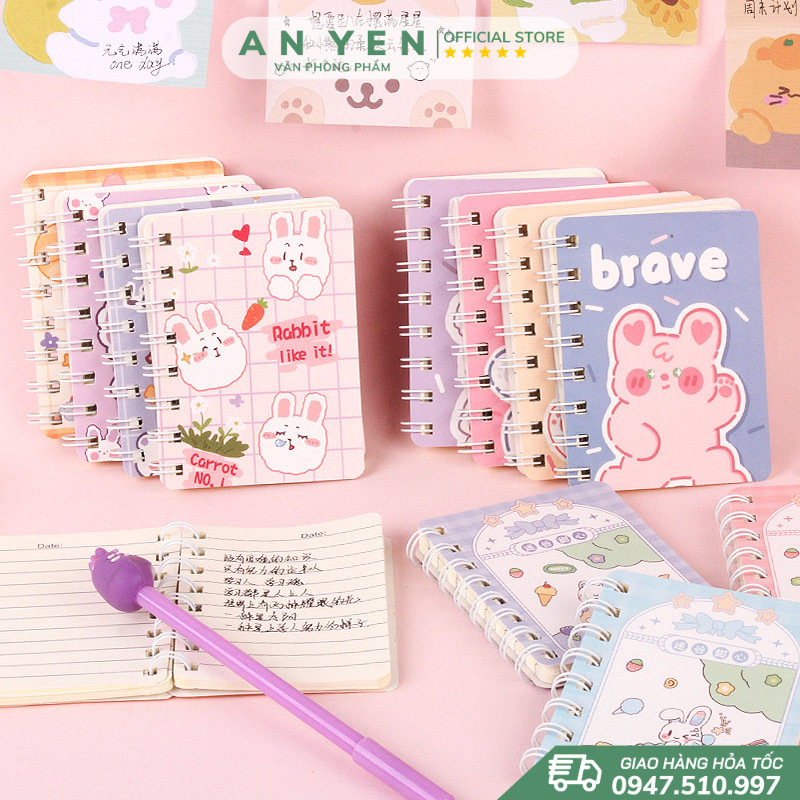 Sổ Tay Ghi Chép Mini Dễ Thương Lò Xo Tiện Lợi Nhỏ Xinh, Sổ Note Mini Mẫu Xinh Xắn, Sổ Nhật Ký Nhỏ Thiết Kế Dễ Thương