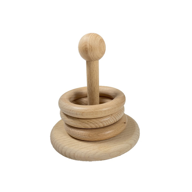 Đồ chơi luyện vận động thả vòng gỗ montessori cho bé 6 tháng trục đứng và vòng gỗ phối hợp tay mắt bé