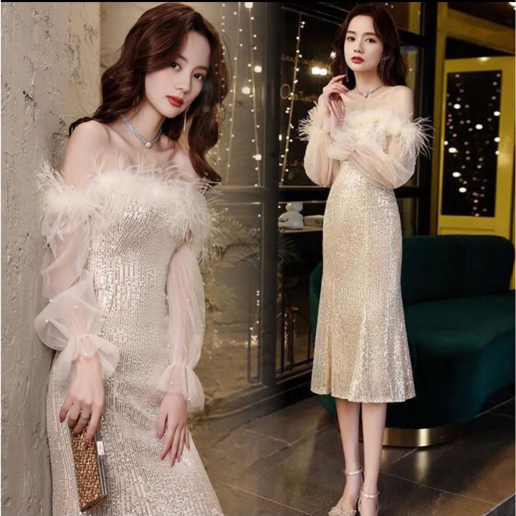 Đầm ôm body kim sa sang chảnh đi tiệc kèm ảnh thật video