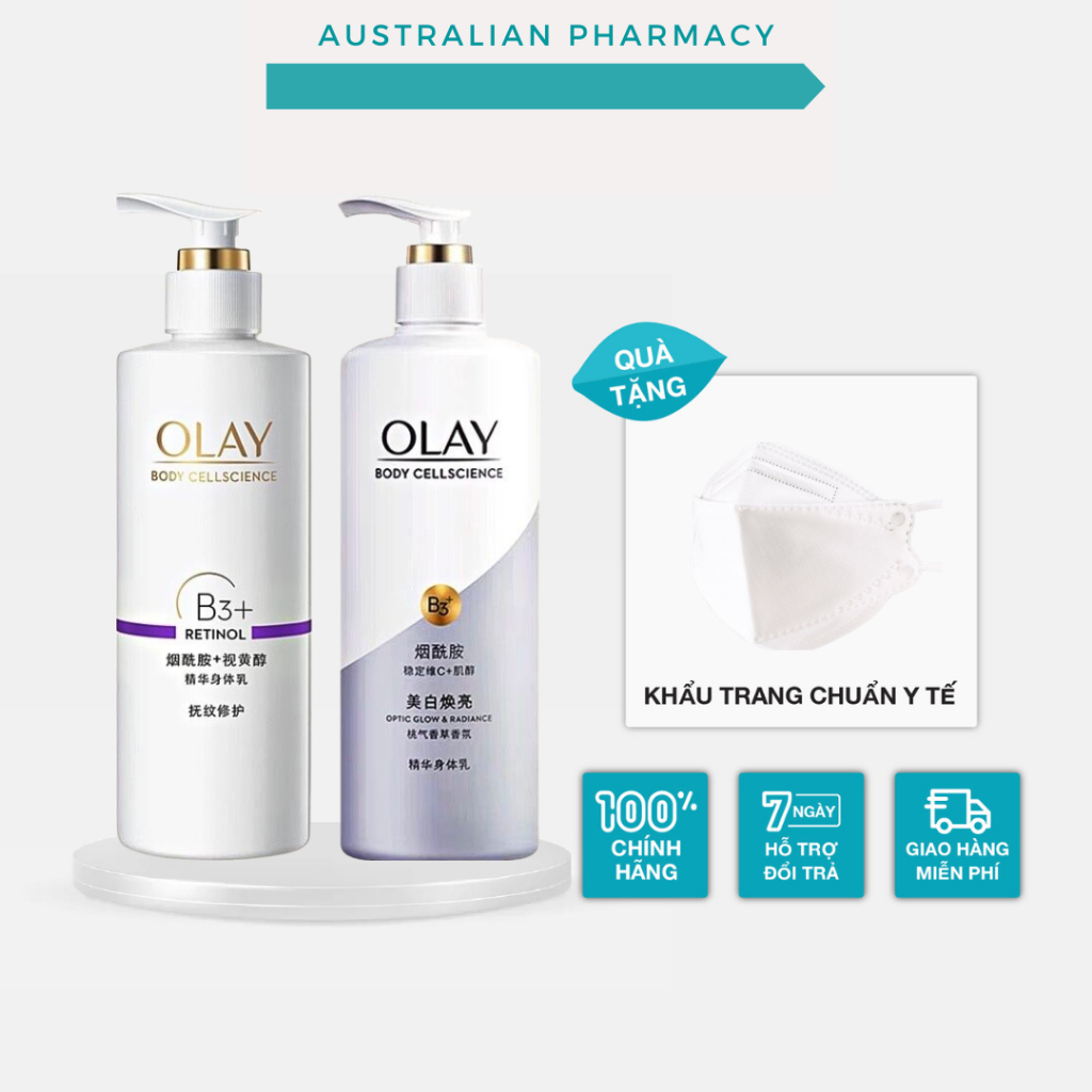 Sữa Dưỡng Thể OLAY Vitamin B3+ Retinol/Vitamin C Olay Bright Ultra Whitening Dưỡng Trắng Da Toàn Thân.