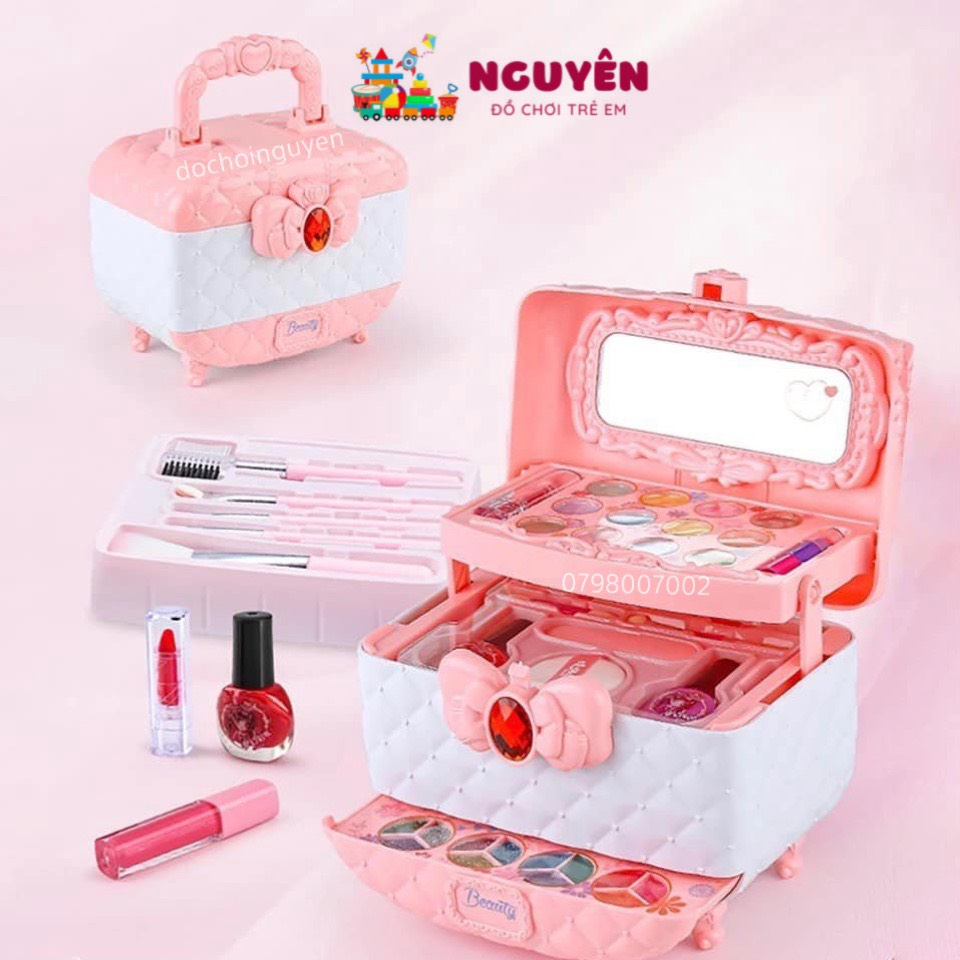Hộp Trang Điểm Make Up Làm Đẹp Và Sơn Móng 3 Tầng Cho Bé