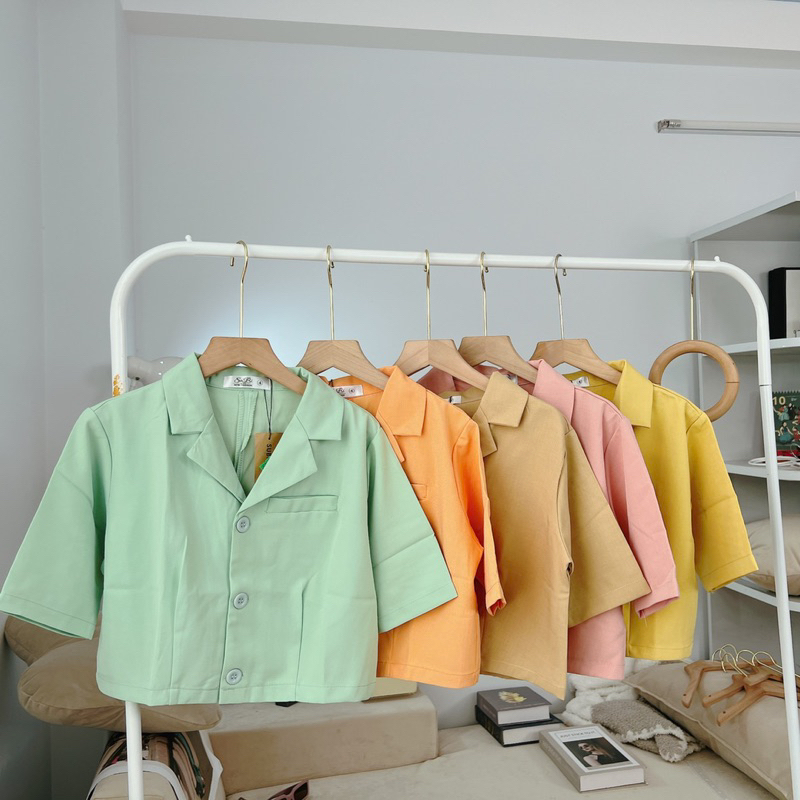 Áo croptop Chất lenin mền mại Phong Cách Hàn Quốc