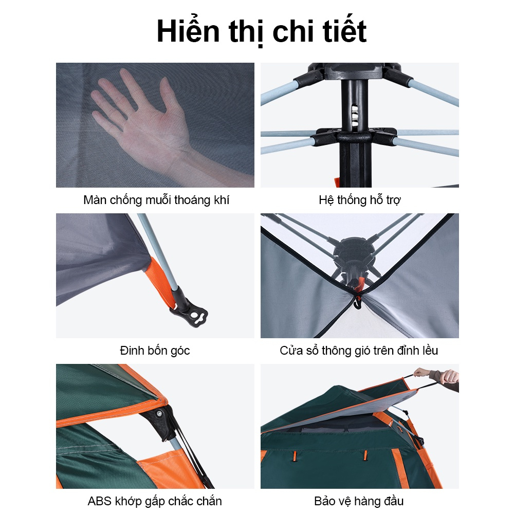 ZIYOUHIKE Lều tránh nắng mưa du lịch dã ngoại dành cho 4-6 người, chống thấm nước, chống tia UV cho dã ngoại, cắm trại