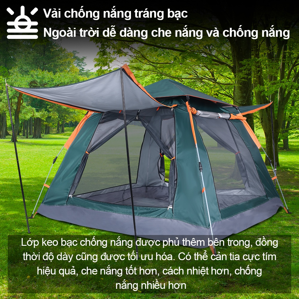 ZIYOUHIKE Lều tránh nắng mưa du lịch dã ngoại dành cho 4-6 người, chống thấm nước, chống tia UV cho dã ngoại, cắm trại