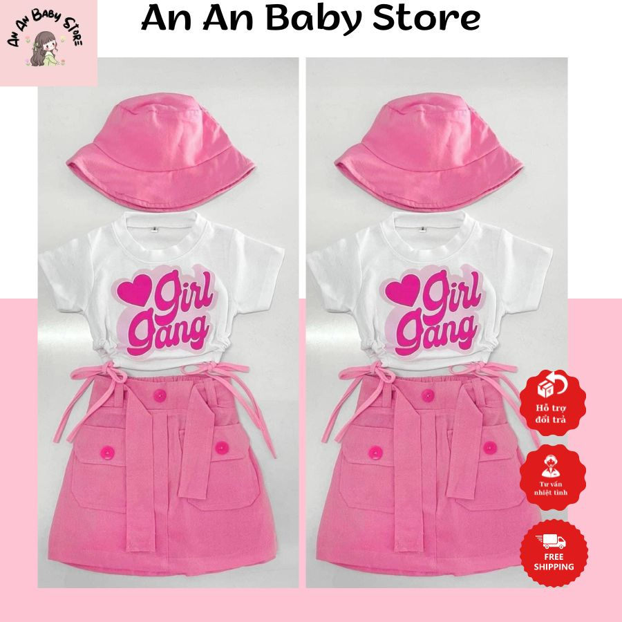 Set váy Girl gang 3 chi tiết cho bé
