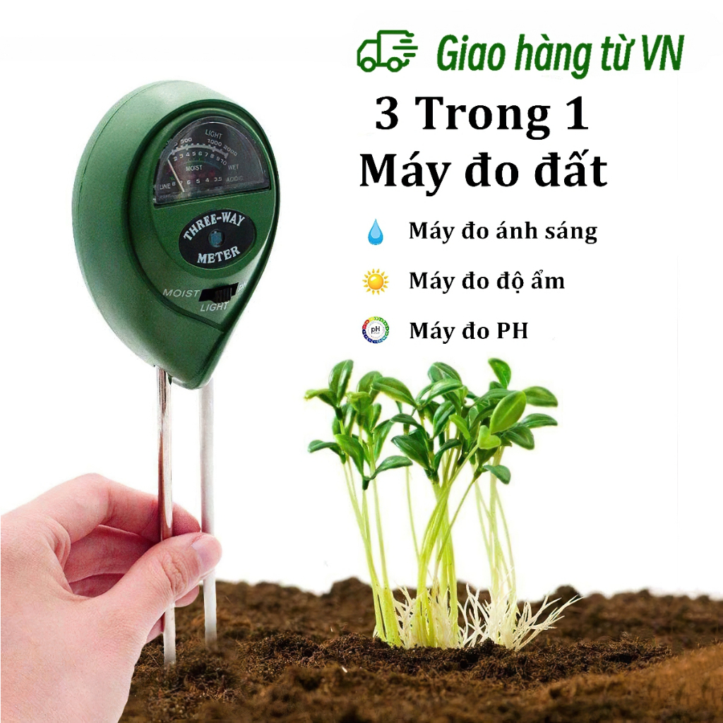 Máy đo độ PH độ ẩm của đất đo ánh sáng chính xác đến độ +- 0.1pH đồng hồ hiển thị dạng cơ học