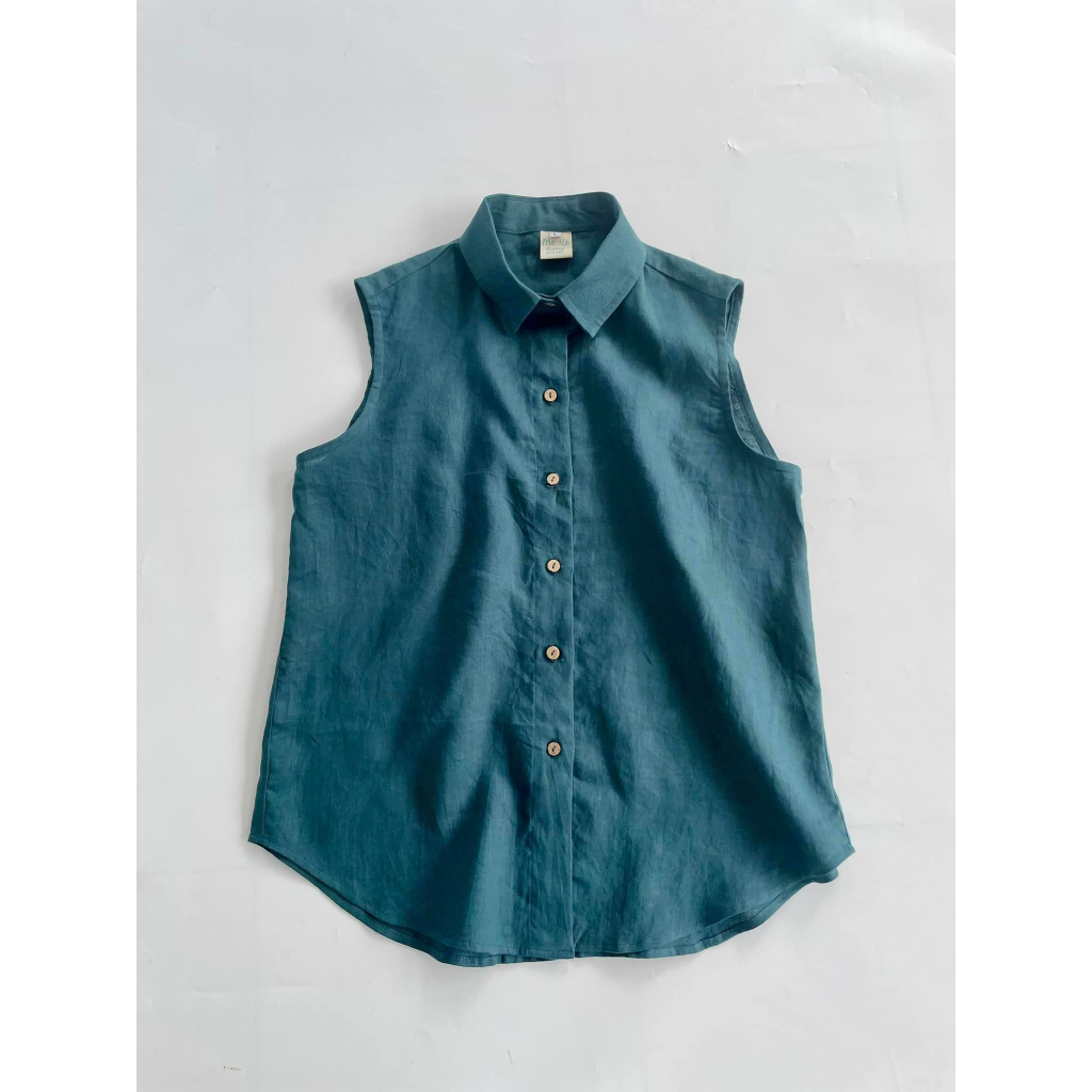 Áo sơ mi linen tưng sát nách freesize - Mé Hè