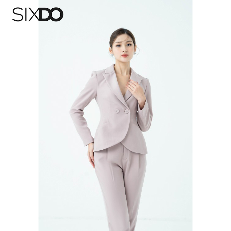 Áo vest nữ dài tay chiết eo 2 cúc thời trang SIXDO (Light Mauve Long Sleeves Vest)