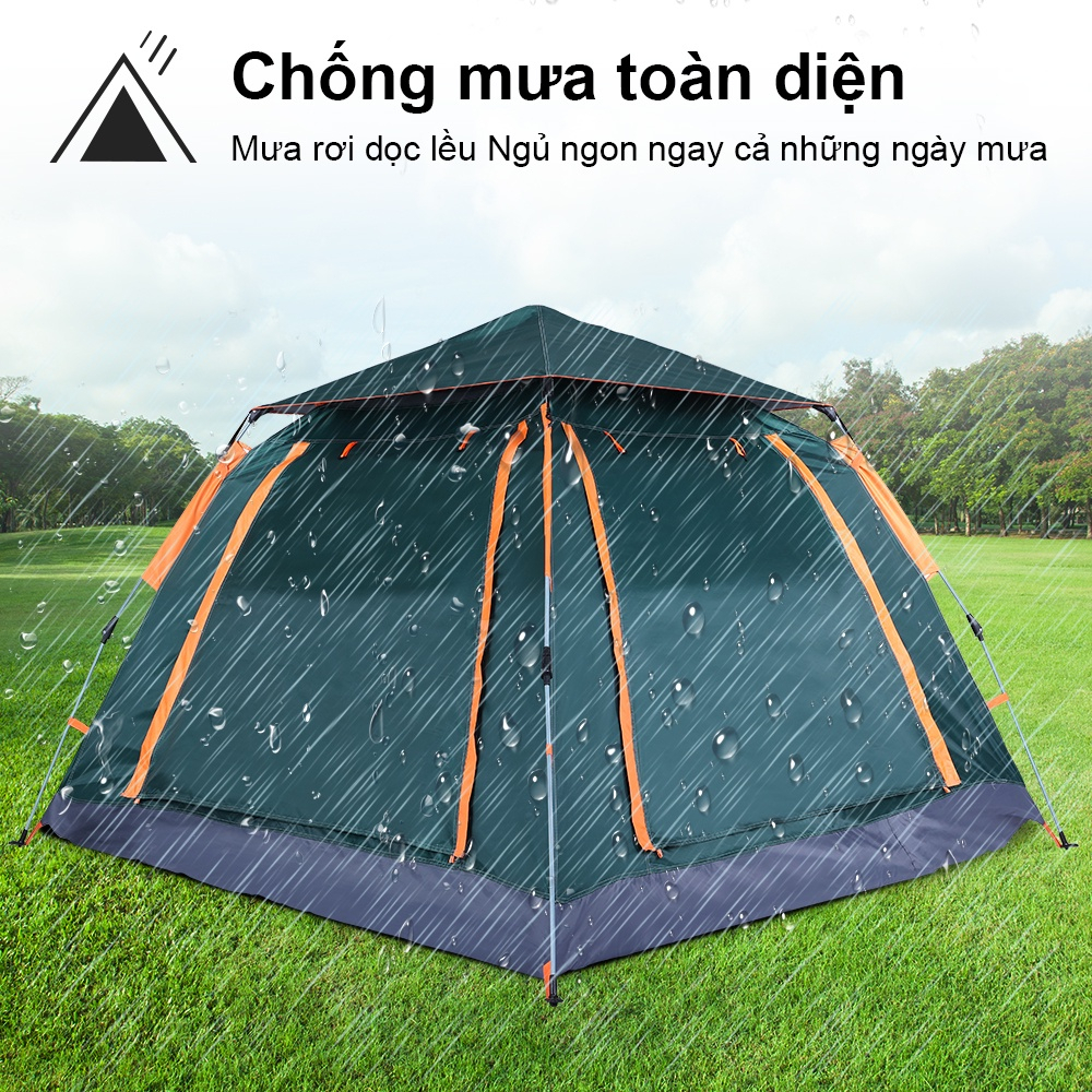 ZIYOUHIKE Lều cắm trại tránh nắng tránh mưa vải sợi Polyester, 2 cửa ra vào và 2 cửa sổ, cho hoạt động dã ngoại