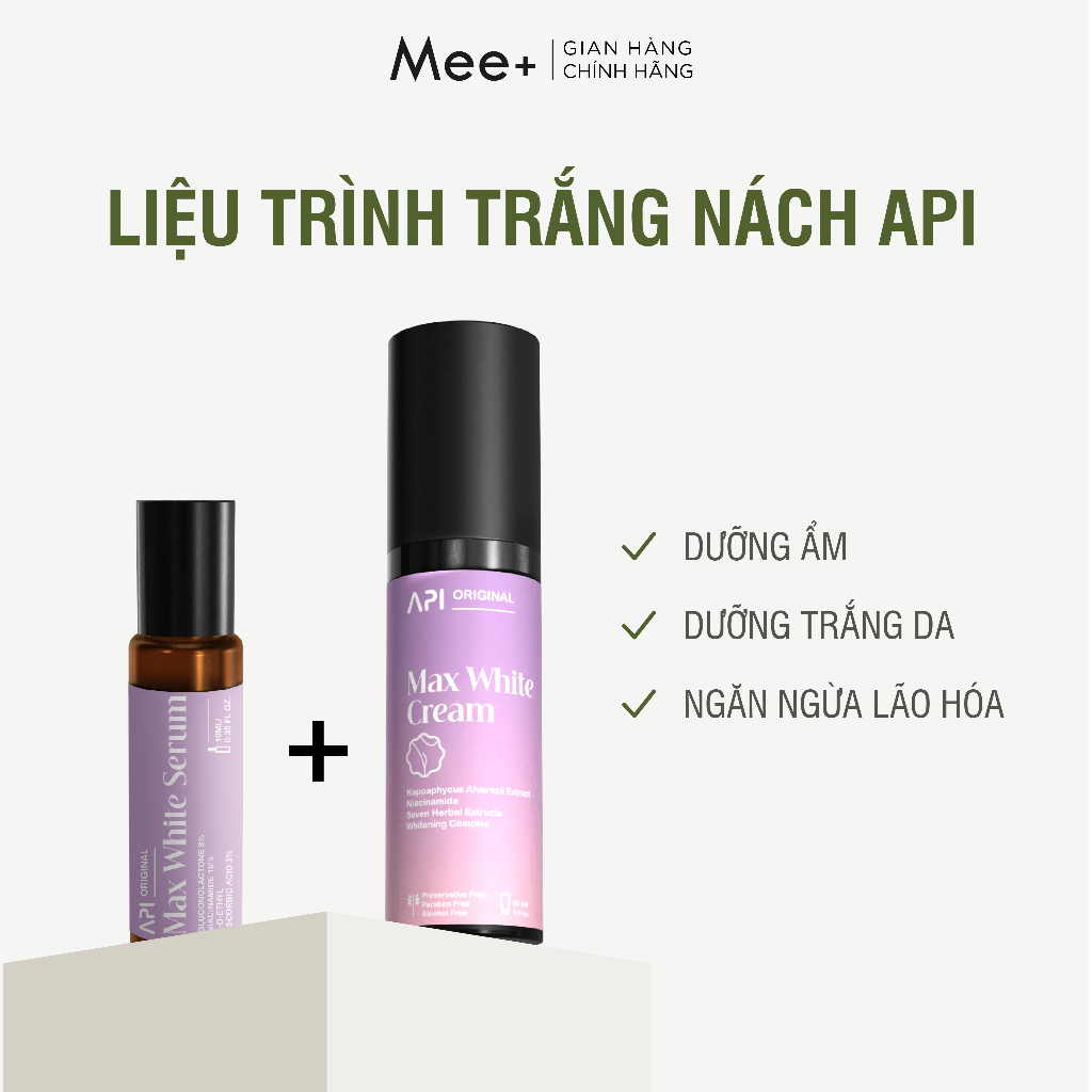 Bộ sản phẩm trắng nách APi, Serum giảm thâm nách, lăn nách mờ thâm cấp ẩm, ngăn tiết mồ hôi khử mùi hôi nách 10ml
