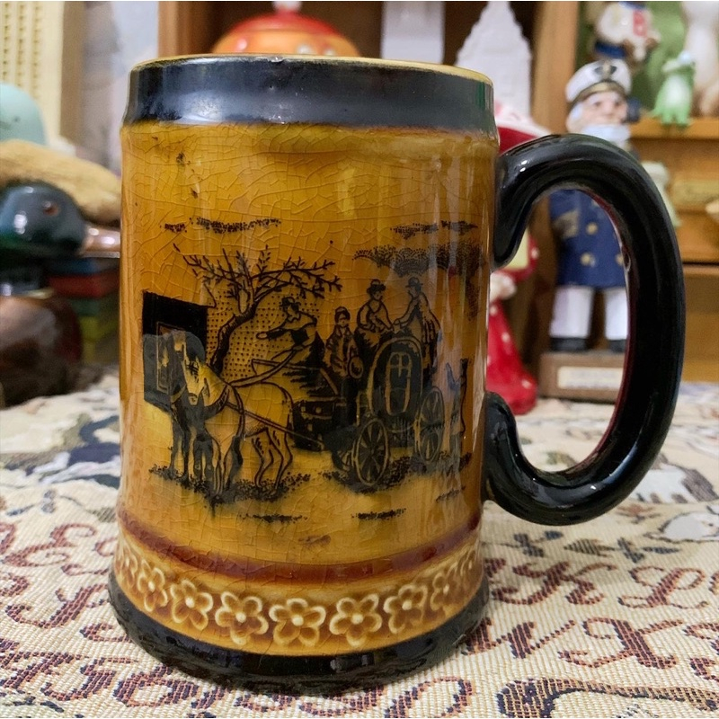 ly hình âu men rạn vintage nâu cánh gián gốm sứ châu âu