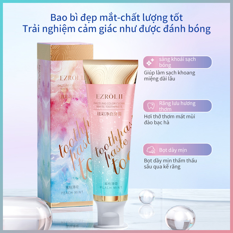 Kem đánh răng Làm trắng răng 100g Giảm sâu răng Làm sạch mảng bám Loại bỏ kem đánh răng làm trắng vàng