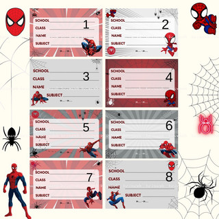 Set 16 nhãn vở hình Người nhện - Spider man siêu dễ thương