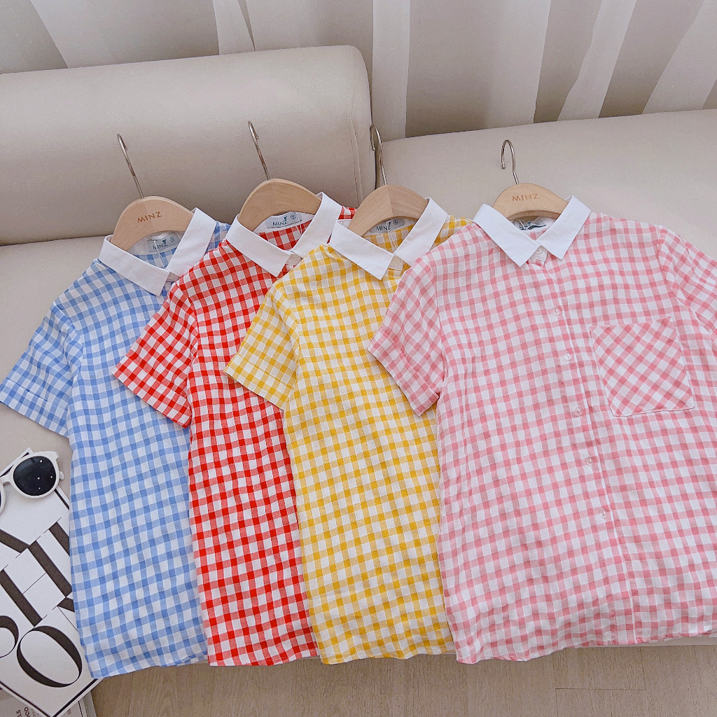 Áo Sơ Mi Kẻ Cổ Phối MINZ STORE Mã 0605, Thiết Kế Túi Ngực