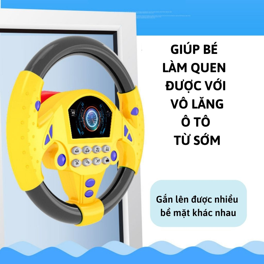 Vô lăng đồ chơi xe hơi cho bé, có nhạc xoay 360 độ, tặng kèm pin.