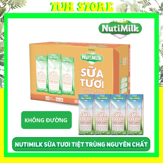 Thùng 12 Lốc Sữa Tươi Tiệt Trùng Tươi Sạch Không Đường Nutimilk 180ml-TUH