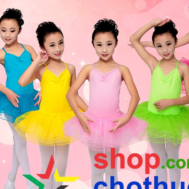 Váy Múa Ballet Bé Gái 2 Dây CÒN MÀU HỒNG