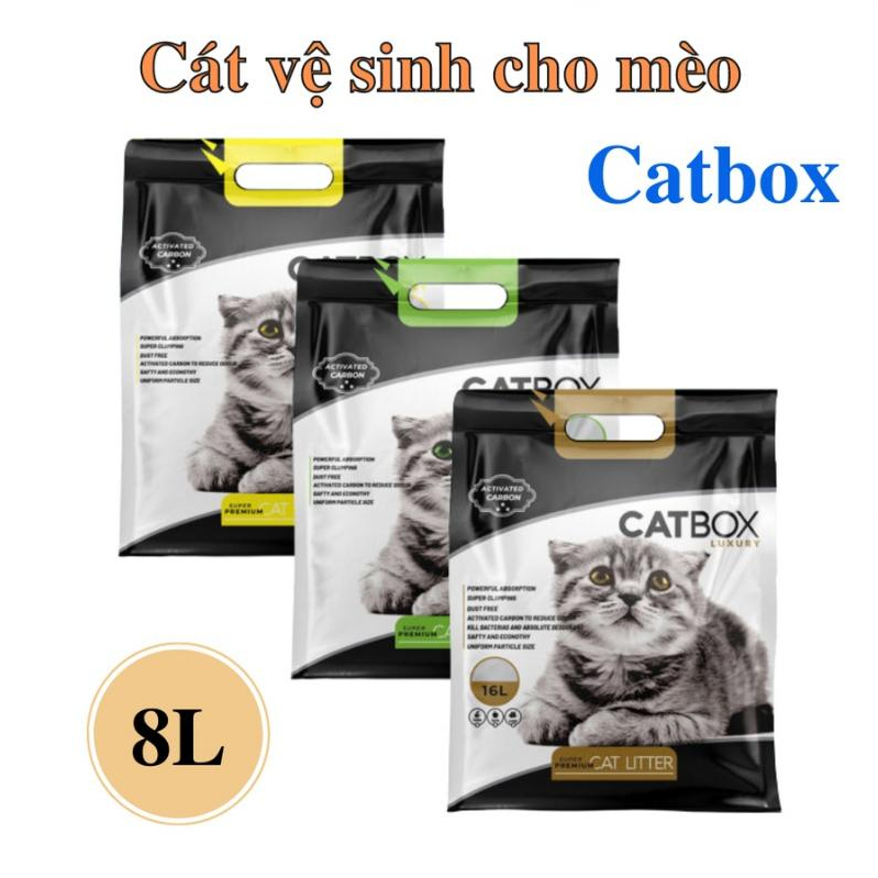 Cát vệ sinh cho mèo Cat Box túi 8L khử khuẩn, ngăn mùi, thấm hút, vón tốt - BI PET