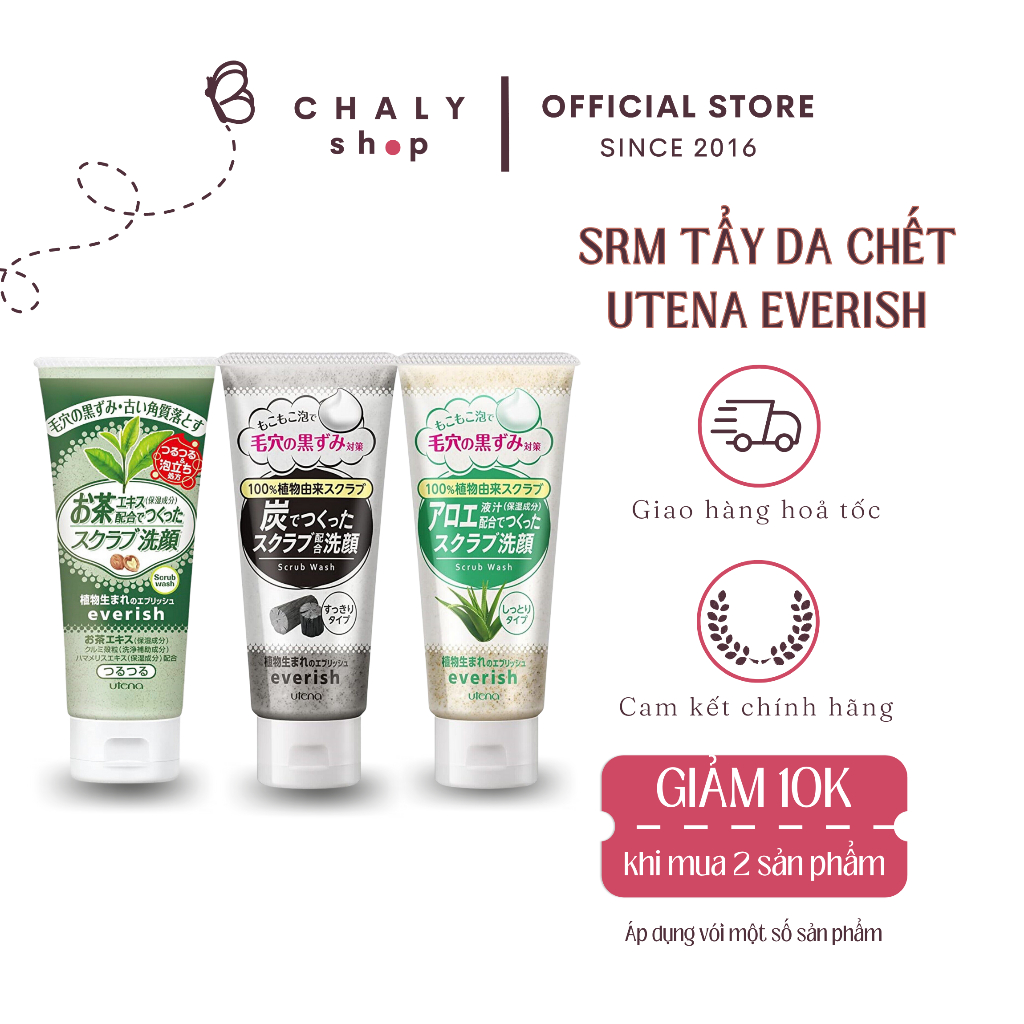 Sữa rửa mặt tẩy da chết Everish Utena Scrub 135g của Nhật