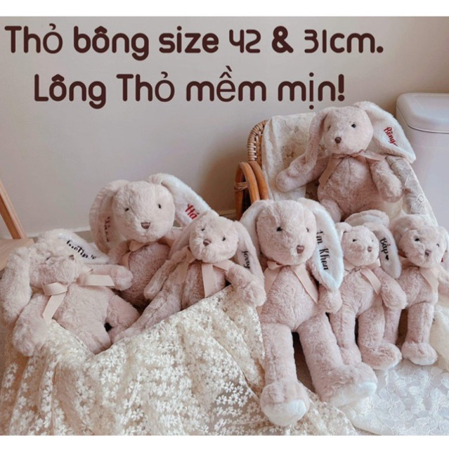 Thỏ bông THÊU TÊN cho bé iu style hàn quốc