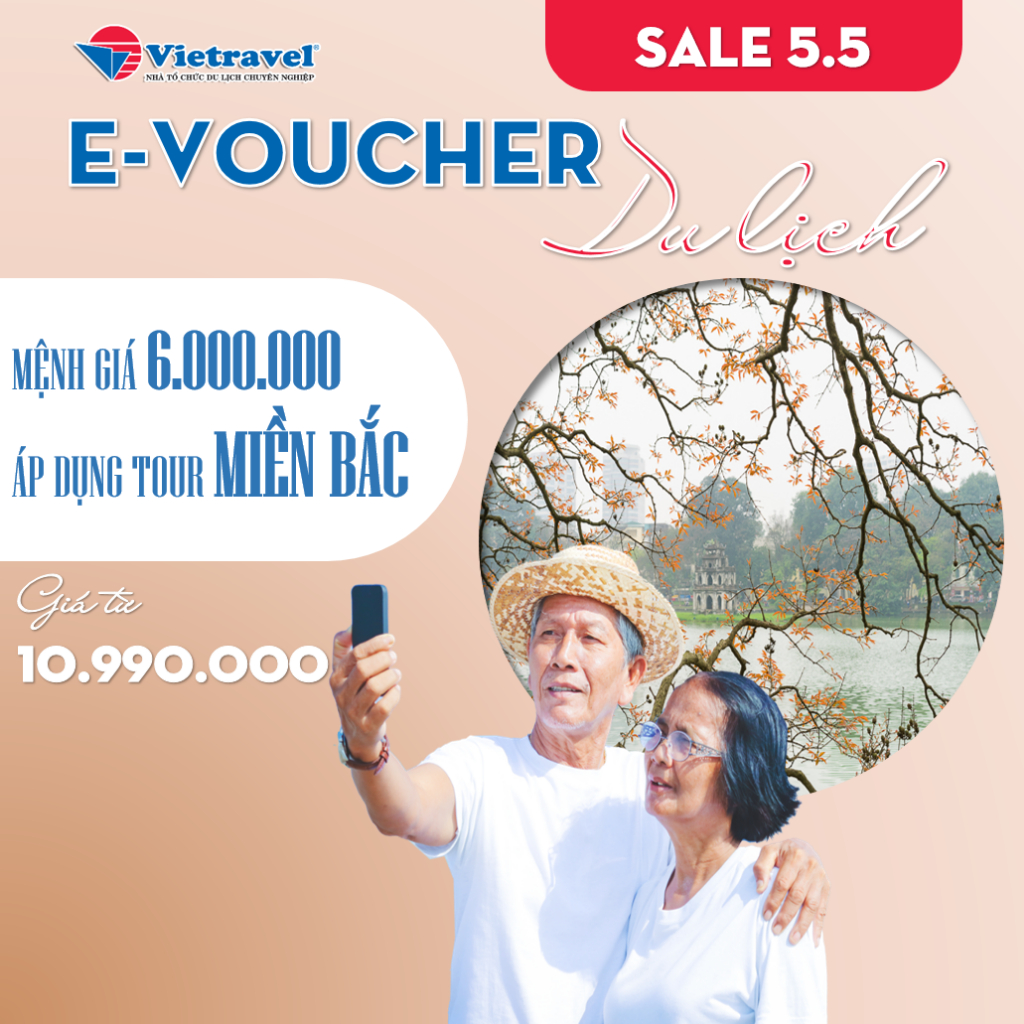 Mệnh giá 6.000.000 VND áp dụng cho tour nội địa miền Bắc giá từ 10.990.000