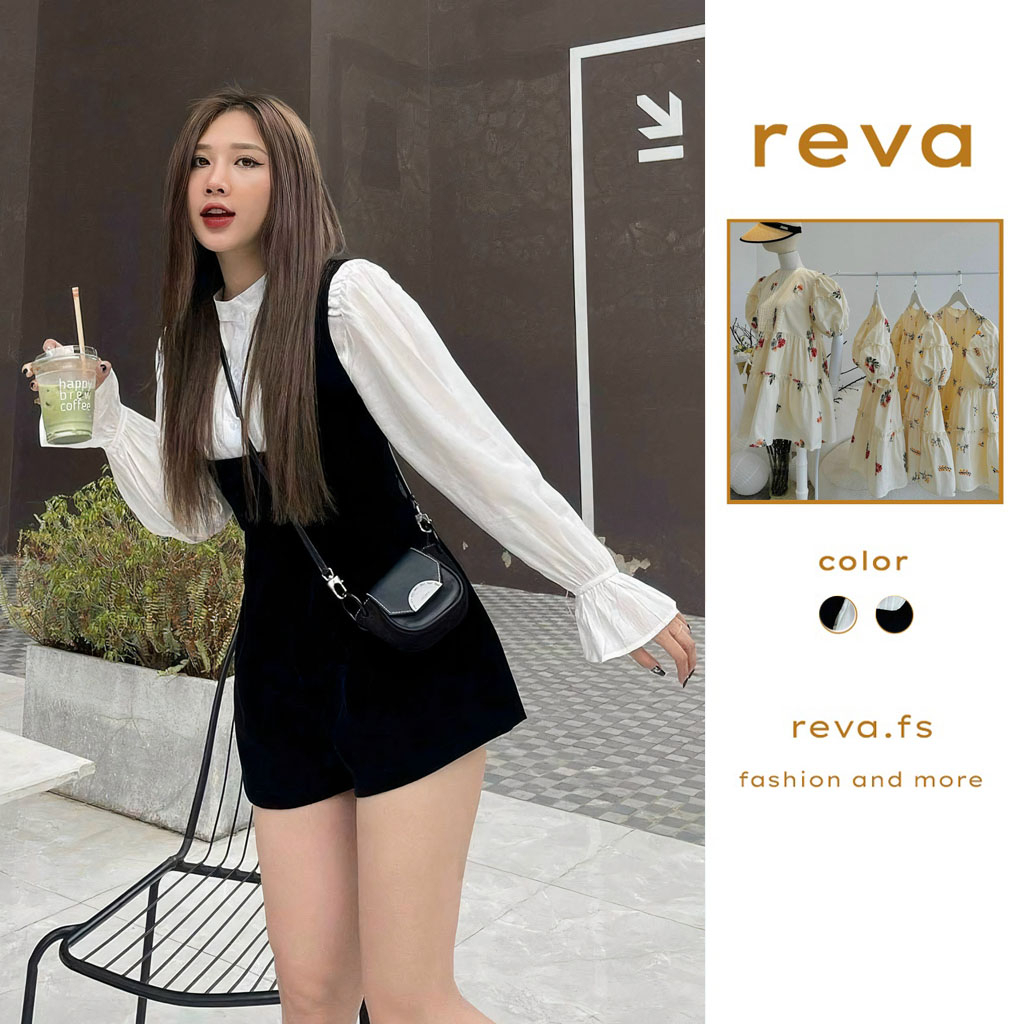 Đầm váy nữ REVA C5 Set Jumpsuit Nhung Kèm Áo Sơmi Dập Ly Cổ Trụ Tay Dài Bèo xinh xắn cực xinh sang chảnh phù hợp đi chơi